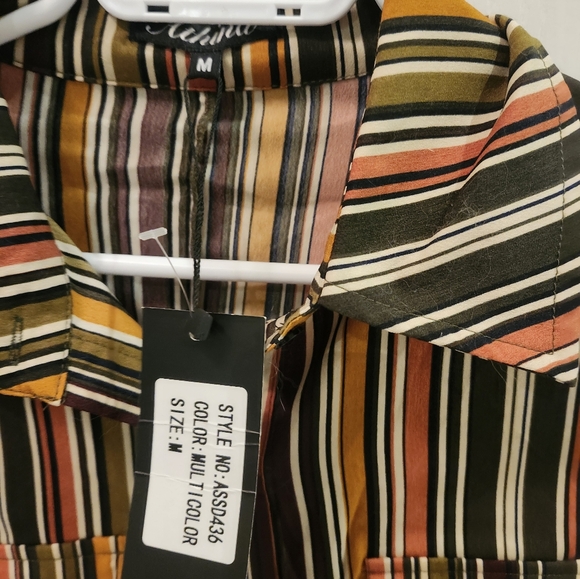 Brown & multi-coloured stripes shirt dress NWT - Picture 4 of 6